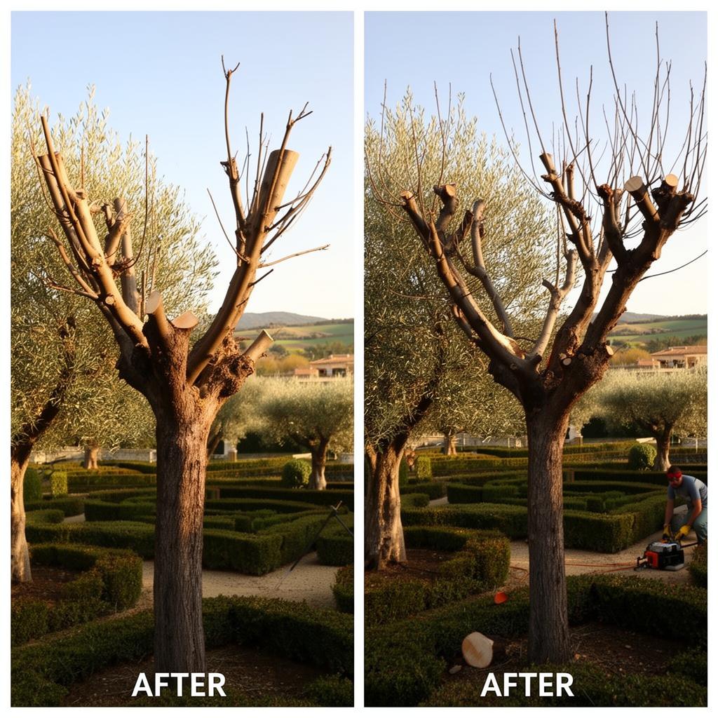 Taille de restructuration d'un arbre d'ornement réalisée par Alexis Services à Vence