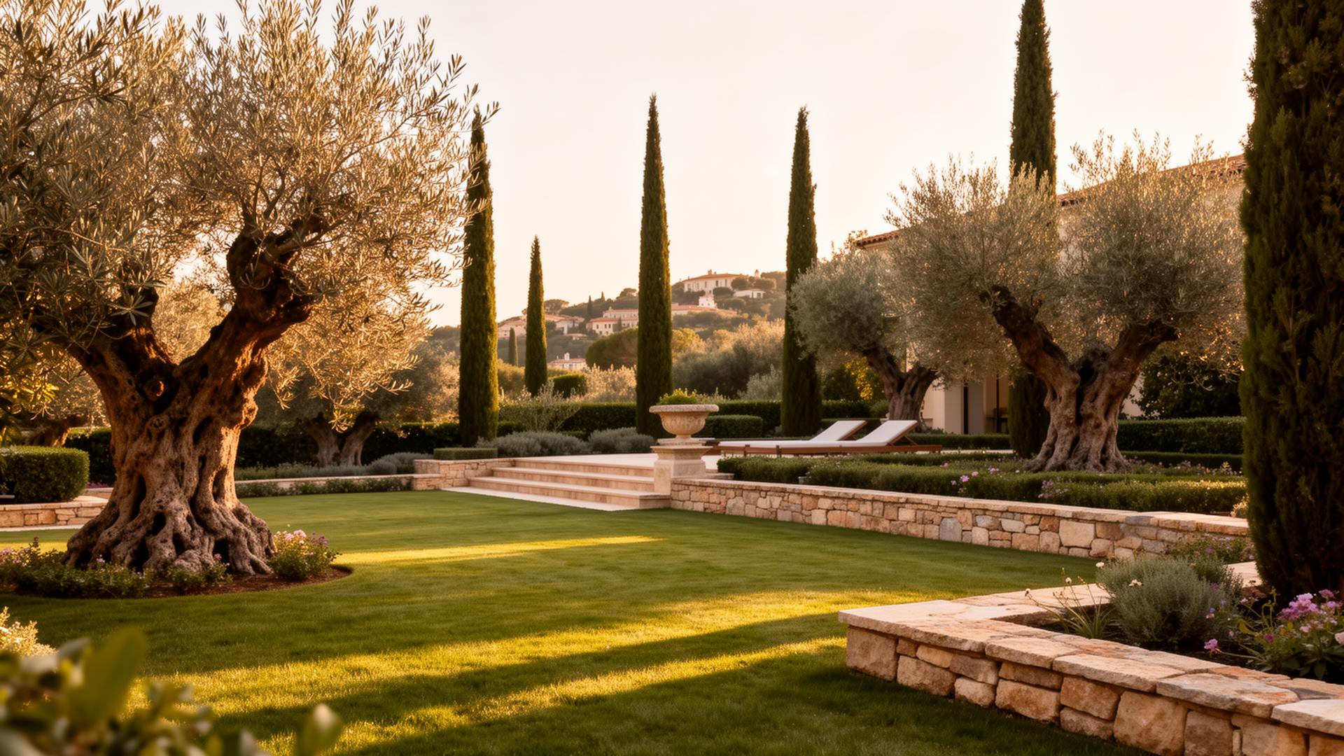 Jardin méditerranéen entretenu par Alexis Services à Vence